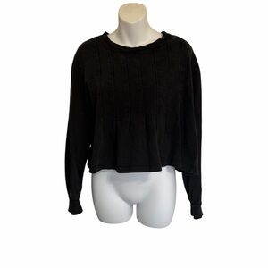 Pilcro Anthropologie Black Cropped Sweatshirt